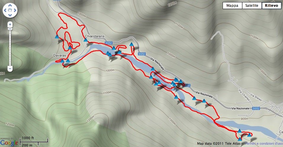 grafico Mappatura GPS Ski Fondo Forni di Sopra
